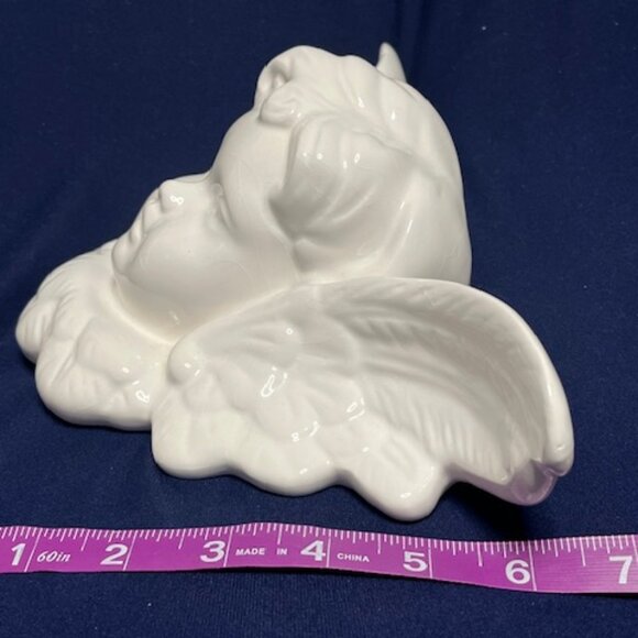 White Ceramic Hanging Angel Head w/Wings 11"(W)x7"(H) - Picture 7 of 15